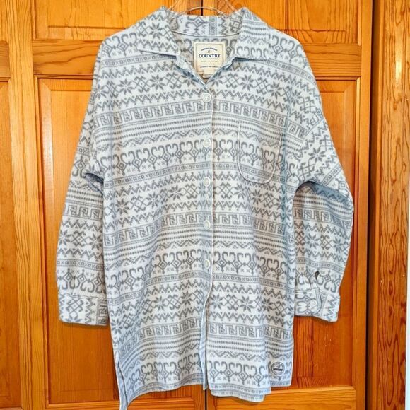 Victoria's Secret Country‎ Cozy Gray Fleece Jacket Shirt Small - Picture 2 of 10